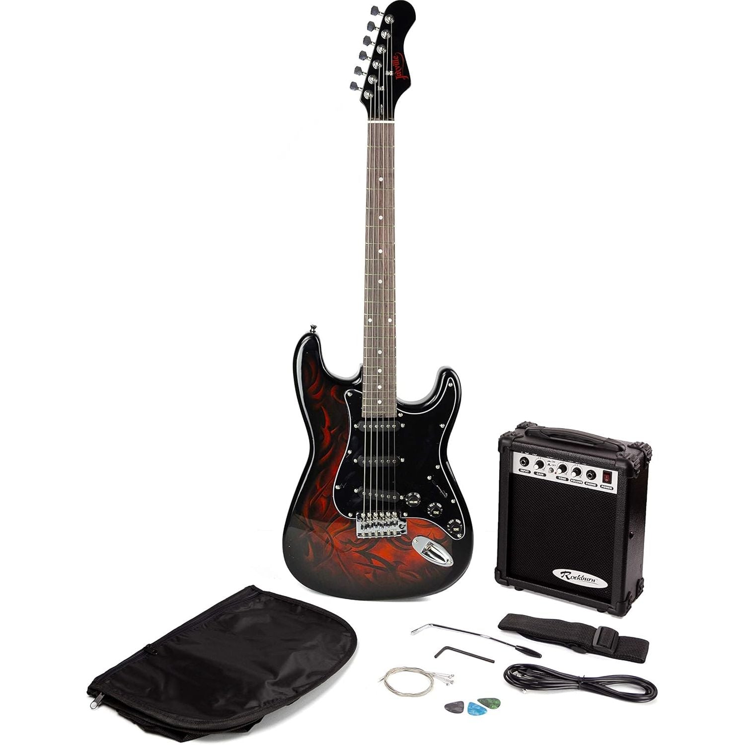 Buy Jaxville,Jaxville Demon ST1-DM-PK ST-Style Electric Guitar Starter Pack – Includes Amplifier, Gig Bag, Strings, Strap, Cable & Plectrums - Gadcet UK | UK | London | Scotland | Wales| Near Me | Cheap | Pay In 3 | Musical Instruments & Gear